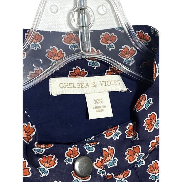 Chelsea & Violet Foulard Stamp Quilted Snap Front Jacket Cottagecore Womens XS - Picture 2 of 7